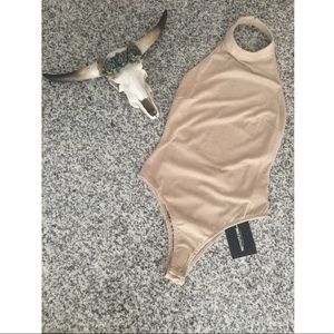 NWT PrettyLittleThing Suedette Backless Bodysuit